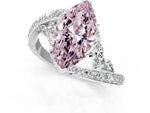 Fancy Pink Marquise Cut Diamond Solitaire Ring in Silver with Pavé Twist Band and Prong Setting_13
