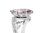 Fancy Pink Marquise Cut Diamond Solitaire Ring in Silver with Pavé Twist Band and Prong Setting_17