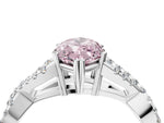 Fancy Pink Marquise Cut Diamond Solitaire Ring in White gold with Interwoven Pavé Band and Prong Setting_4