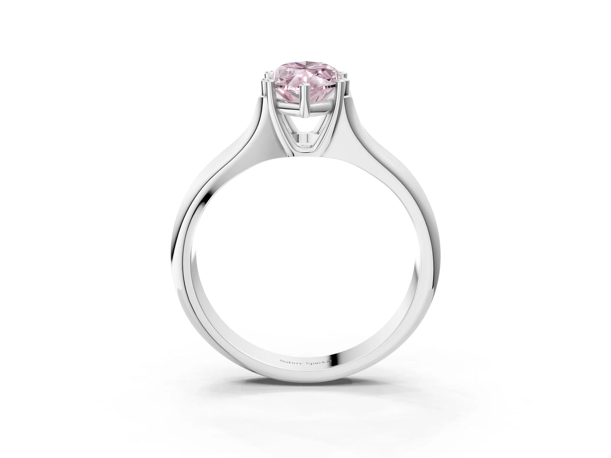 Fancy Pink Marquise Cut Diamond Solitaire Ring in White gold with Smooth Wide Band and Prong Setting_3