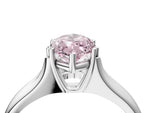 Fancy Pink Marquise Cut Diamond Solitaire Ring in White gold with Smooth Wide Band and Prong Setting_4