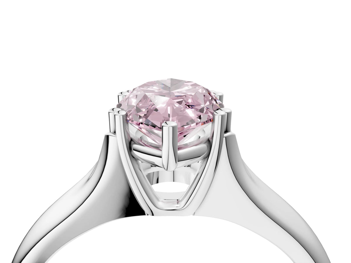 Fancy Pink Marquise Cut Diamond Solitaire Ring in White gold with Smooth Wide Band and Prong Setting_4