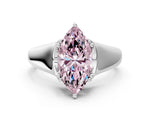 Fancy Pink Marquise Cut Diamond Solitaire Ring in White gold with Smooth Wide Band and Prong Setting