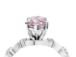 Fancy Pink Marquise Cut Diamond Solitaire Ring in White gold with Twisted Ribbon Band and Round Accents_4