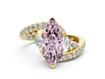 Fancy Pink Marquise Cut Diamond Solitaire Ring in Yellow gold with Pavé Twist Band and Prong Setting