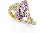 Fancy Pink Marquise Cut Diamond Solitaire Ring in Yellow gold with Pavé Twist Band and Prong Setting_1