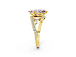 Fancy Pink Marquise Cut Diamond Solitaire Ring in Yellow gold with Pavé Twist Band and Prong Setting_2