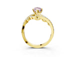 Fancy Pink Marquise Cut Diamond Solitaire Ring in Yellow gold with Pavé Twist Band and Prong Setting_3