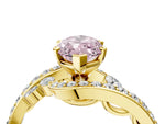 Fancy Pink Marquise Cut Diamond Solitaire Ring in Yellow gold with Pavé Twist Band and Prong Setting_4