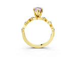 Fancy Pink Marquise Cut Diamond Solitaire Ring in Yellow gold with Twisted Ribbon Band and Round Accents_3