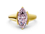 Fancy Pink Marquise Cut Diamond Tension Set Solitaire Ring in Yellow gold with Split Shank Band