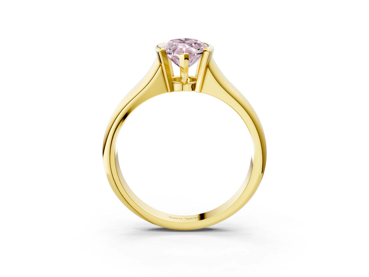 Fancy Pink Marquise Cut Diamond Tension Set Solitaire Ring in Yellow gold with Split Shank Band_3