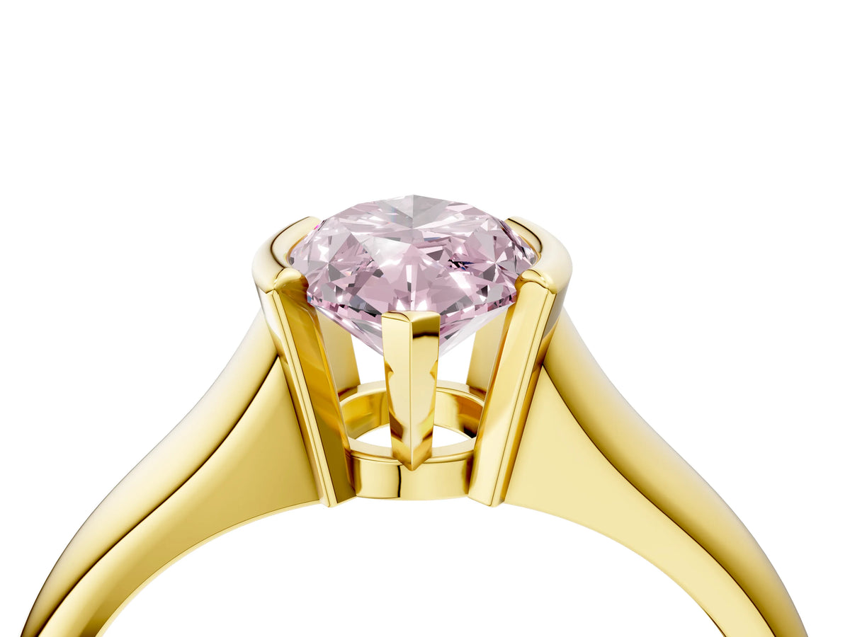 Fancy Pink Marquise Cut Diamond Tension Set Solitaire Ring in Yellow gold with Split Shank Band_4