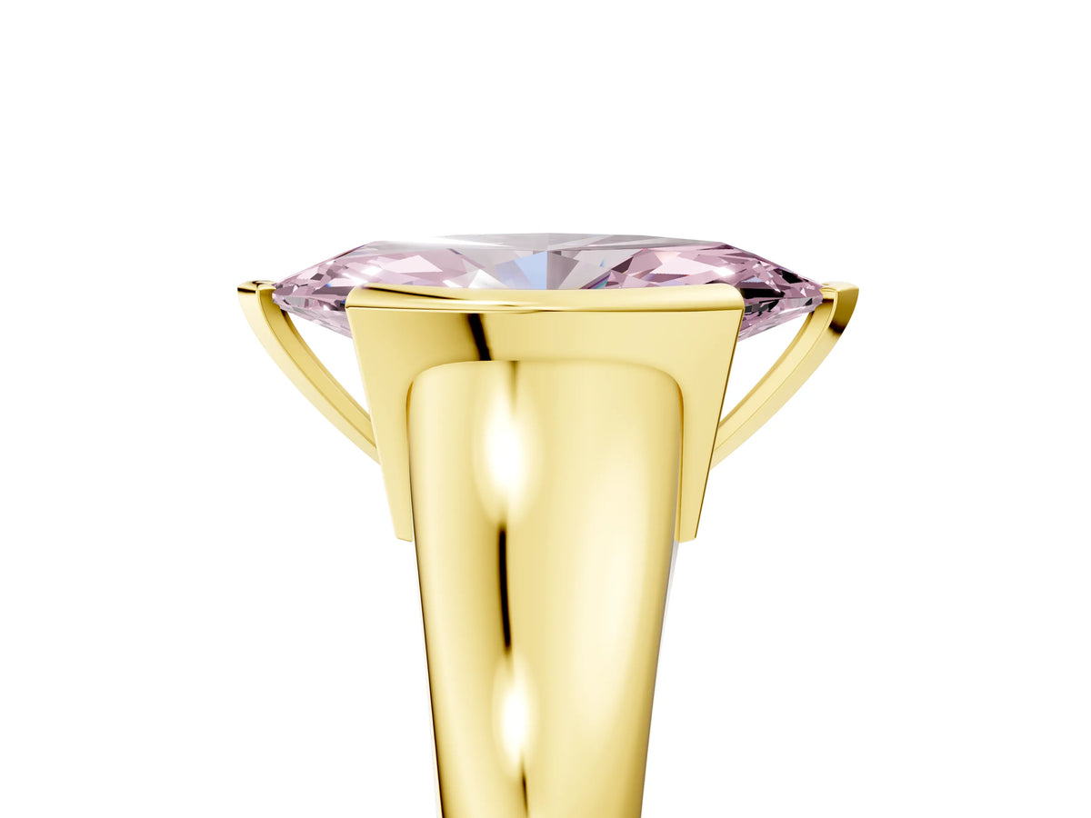 Fancy Pink Marquise Cut Diamond Tension Set Solitaire Ring in Yellow gold with Split Shank Band_5