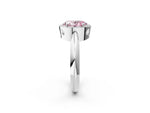 Fancy Pink Oval Cut Diamond Halo Engagement Ring in White gold with Plain Split Shank and Prong Setting_2