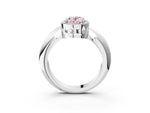 Fancy Pink Oval Cut Diamond Halo Engagement Ring in White gold with Plain Split Shank and Prong Setting_3