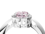 Fancy Pink Oval Cut Diamond Halo Engagement Ring in White gold with Plain Split Shank and Prong Setting_4