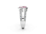 Fancy Pink Oval Cut Diamond Halo Ring in Platinum with Split Shank Band and Prong Setting_14