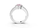 Fancy Pink Oval Cut Diamond Halo Ring in Platinum with Split Shank Band and Prong Setting_15