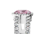 Fancy Pink Oval Cut Diamond Halo Ring in Platinum with Split Shank Band and Prong Setting_17