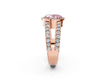 Fancy Pink Oval Cut Diamond Halo Ring in Rose gold with Split Shank Band and Prong Setting_2