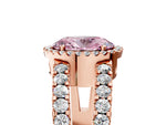 Fancy Pink Oval Cut Diamond Halo Ring in Rose gold with Split Shank Band and Prong Setting_5