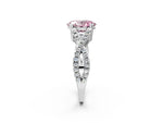 Fancy Pink Oval Cut Diamond Solitaire Ring in Silver with Interwoven Pavé Band and Prong Setting_8