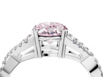 Fancy Pink Oval Cut Diamond Solitaire Ring in White gold with Interwoven Pavé Band and Prong Setting_4