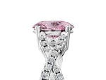 Fancy Pink Oval Cut Diamond Solitaire Ring in White gold with Interwoven Pavé Band and Prong Setting_5