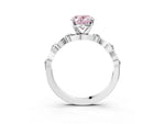 Fancy Pink Oval Cut Diamond Solitaire Ring in White gold with Twisted Ribbon Band and Round Accents_3