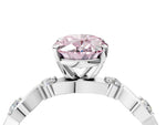 Fancy Pink Oval Cut Diamond Solitaire Ring in White gold with Twisted Ribbon Band and Round Accents_4