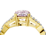 Fancy Pink Oval Cut Diamond Solitaire Ring in Yellow gold with Interwoven Pavé Band and Prong Setting_4