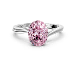 Fancy Pink Oval Cut Diamond Solitaire Twist Band Ring in Platinum with Prong Setting_12