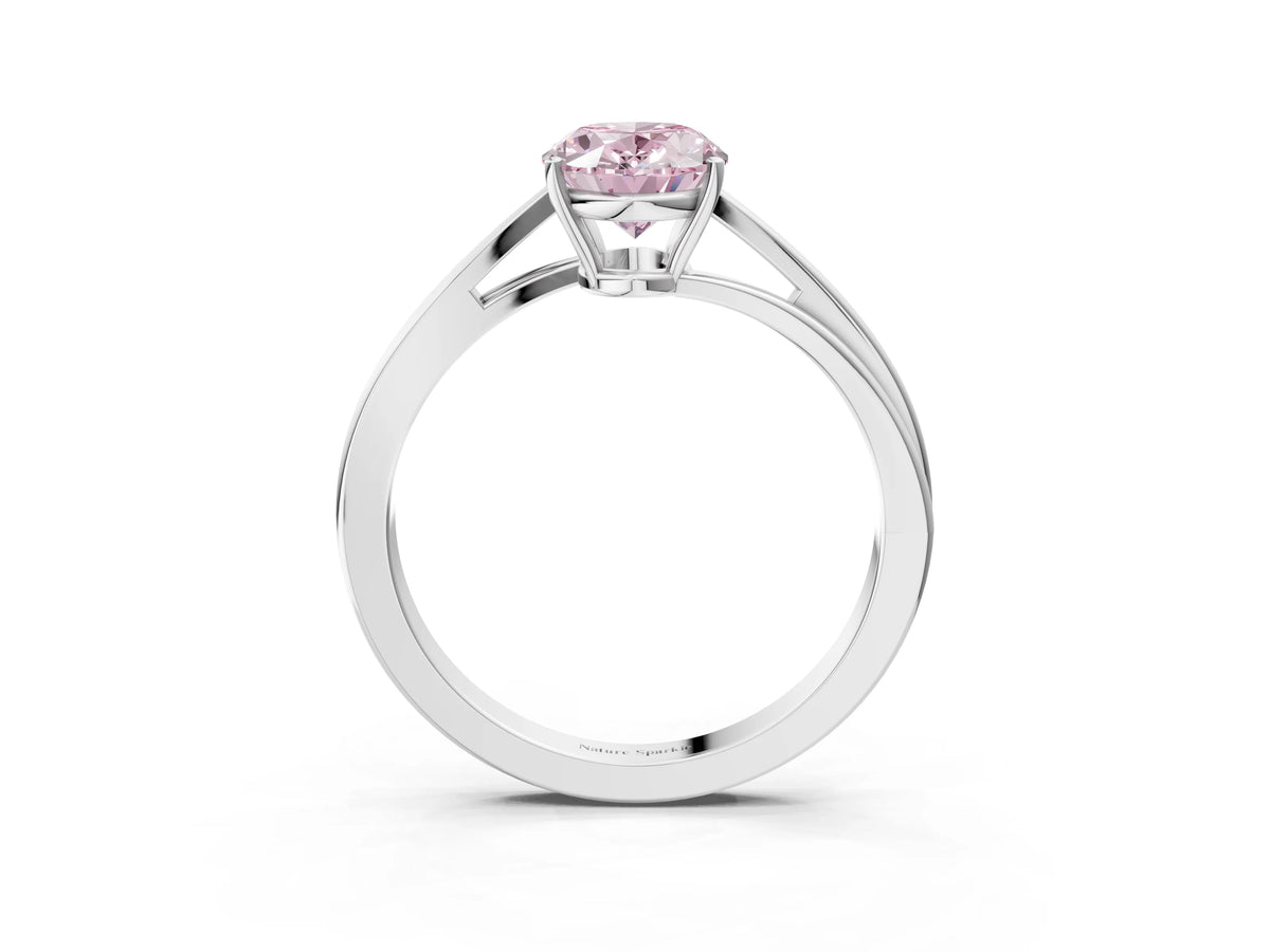 Fancy Pink Oval Cut Diamond Solitaire Twist Band Ring in Platinum with Prong Setting_15
