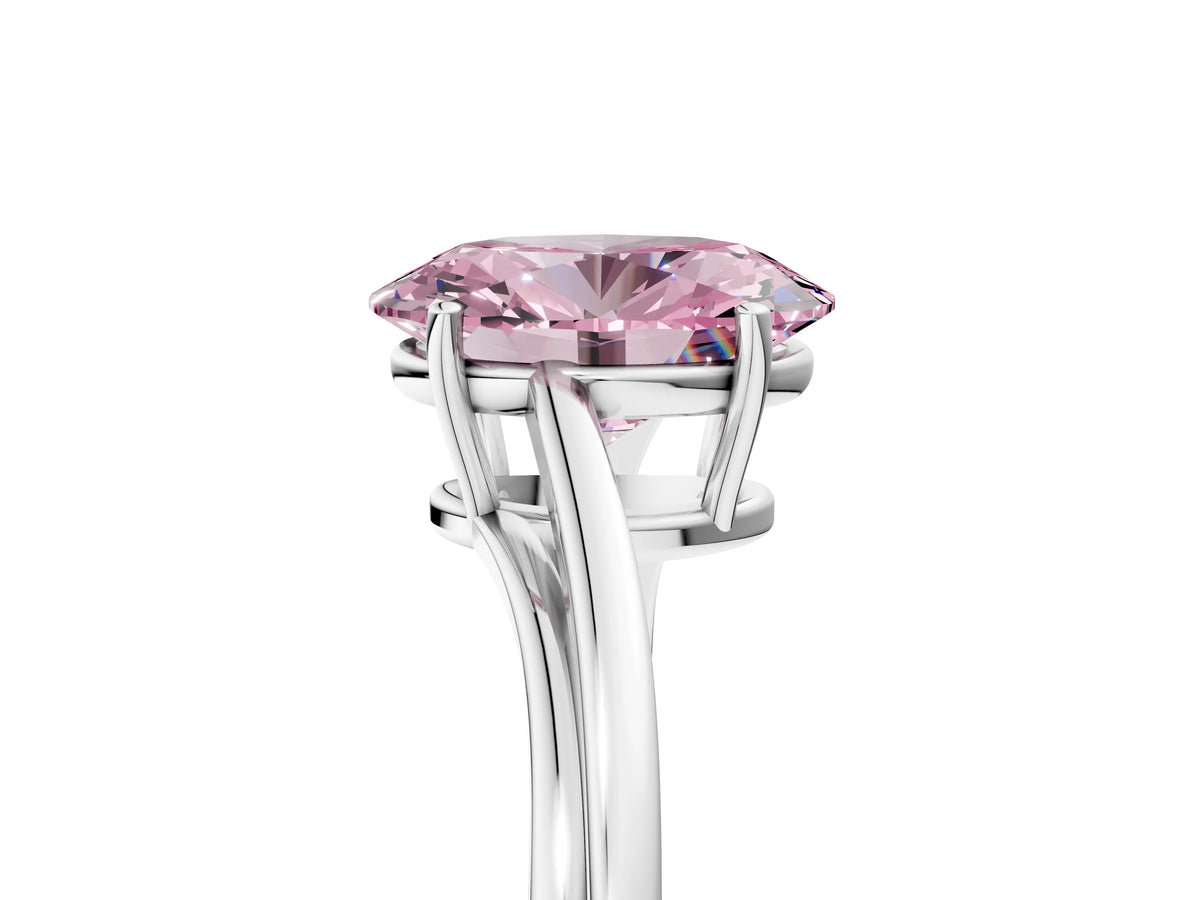 Fancy Pink Oval Cut Diamond Solitaire Twist Band Ring in Platinum with Prong Setting_17