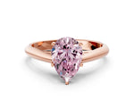 Fancy Pink Pear Cut Diamond Cathedral Solitaire Engagement Ring in Rose gold with Prong Setting