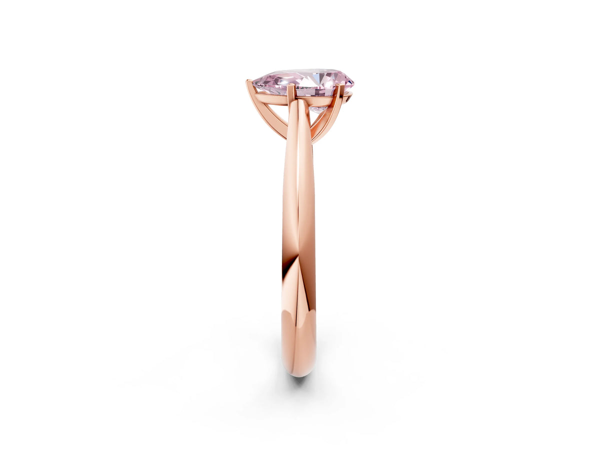 Fancy Pink Pear Cut Diamond Cathedral Solitaire Engagement Ring in Rose gold with Prong Setting_2
