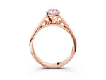 Fancy Pink Pear Cut Diamond Cathedral Solitaire Engagement Ring in Rose gold with Prong Setting_3