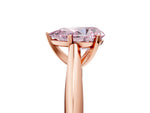 Fancy Pink Pear Cut Diamond Cathedral Solitaire Engagement Ring in Rose gold with Prong Setting_5