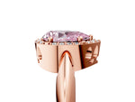 Fancy Pink Pear Cut Diamond Halo Engagement Ring in Rose gold with Plain Split Shank and Prong Setting_5