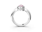 Fancy Pink Pear Cut Diamond Halo Engagement Ring in Silver with Plain Split Shank and Prong Setting_15