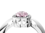Fancy Pink Pear Cut Diamond Halo Engagement Ring in Silver with Plain Split Shank and Prong Setting_16