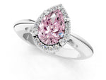 Fancy Pink Pear Cut Diamond Halo Engagement Ring in White gold with Plain Split Shank and Prong Setting_1