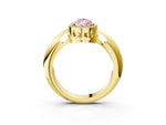 Fancy Pink Pear Cut Diamond Halo Engagement Ring in Yellow gold with Plain Split Shank and Prong Setting_3