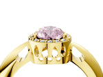 Fancy Pink Pear Cut Diamond Halo Engagement Ring in Yellow gold with Plain Split Shank and Prong Setting_4
