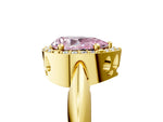 Fancy Pink Pear Cut Diamond Halo Engagement Ring in Yellow gold with Plain Split Shank and Prong Setting_5