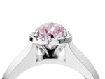 Fancy Pink Pear Cut Diamond Halo Ring in Platinum with Cathedral Band and Prong Setting_10
