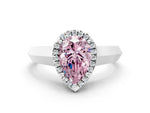 Fancy Pink Pear Cut Diamond Halo Ring in Platinum with Cathedral Band and Prong Setting_6