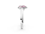 Fancy Pink Pear Cut Diamond Halo Ring in Platinum with Cathedral Band and Prong Setting_8