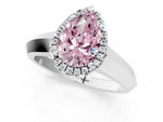 Fancy Pink Pear Cut Diamond Halo Ring in White gold with Cathedral Band and Prong Setting_1